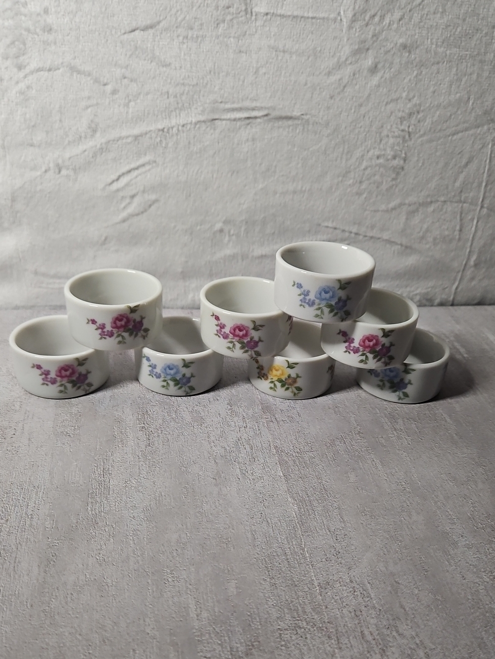8~ Floral Ceramic Napkin Rings